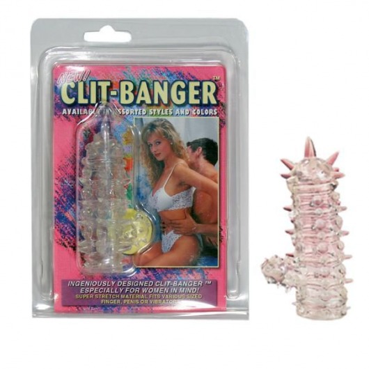 Прозрачная насадка с шипами и клиторальной шишечкой CLIT-BANGER SLEEVE IN CLEAR - Tonga - в Волжском купить с доставкой