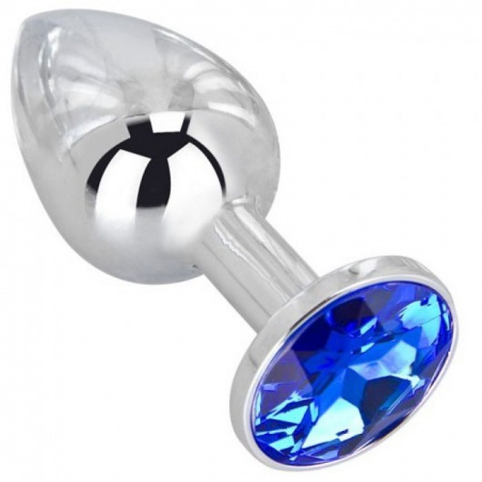 Анальное украшение BUTT PLUG  Small с синим кристаллом - 7 см. - Anal Jewelry Plug - купить с доставкой в Волжском