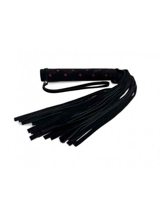 Черная замшевая плеть с красными точками на рукояти Red dot Princess - 43 см. - БДСМ Арсенал - купить с доставкой в Волжском