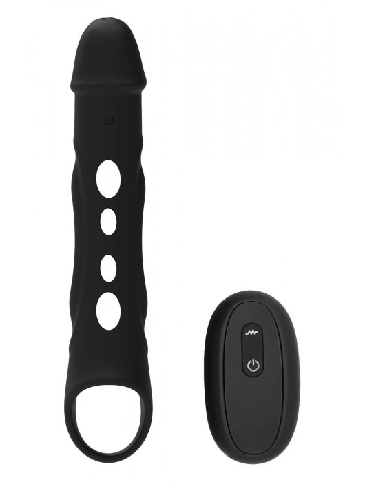 Черная насадка-удлинитель Vibrating Extender With Remote с вибрацией - Dream Toys - в Волжском купить с доставкой