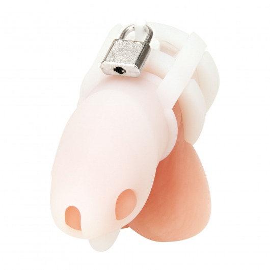 Белая клетка для пениса Silicone Small 2 in Cock Cage With Ball Divider - BlueLine - купить с доставкой в Волжском