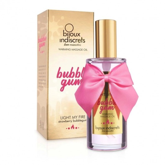 Разогревающее массажное масло Light My Fire Bubble Gum с ароматом бабл-гам - 100 мл. - Bijoux Indiscrets - купить с доставкой в Волжском