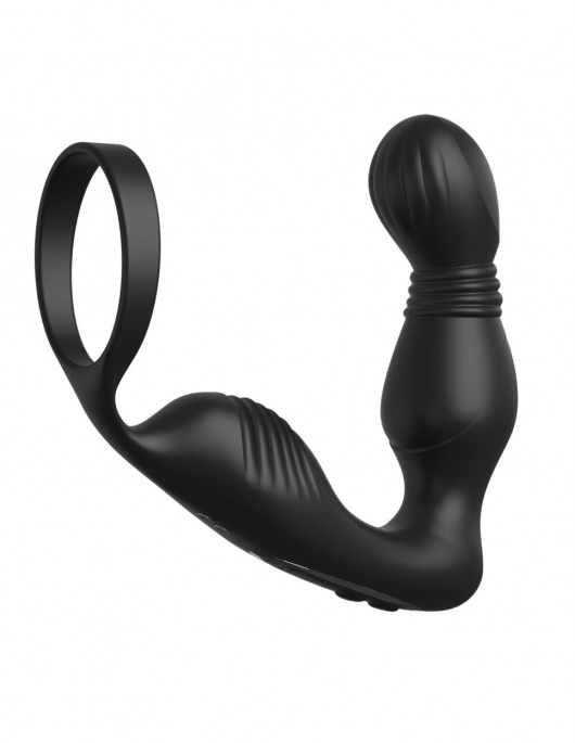 Черный вибростимулятор простаты с эрекционным кольцом Ass-Gasm Pro P-Spot Milker - Pipedream - в Волжском купить с доставкой