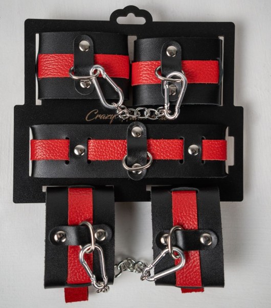 Черно-красный набор фиксаций: наручники, оковы и ошейник - Crazy Handmade - купить с доставкой в Волжском