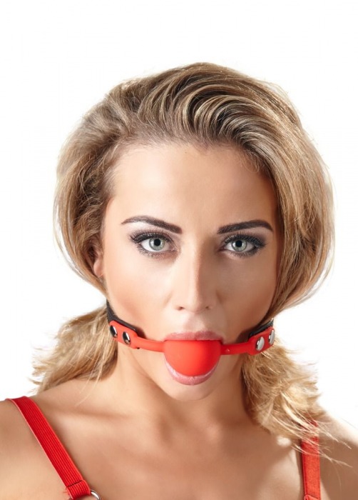 Силиконовый кляп-шар на чёрных ремешках Red Gag silicone - Orion - купить с доставкой в Волжском