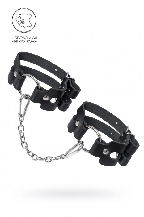 Черные кожаные оковы из двух ремешков - Pecado - купить с доставкой в Волжском