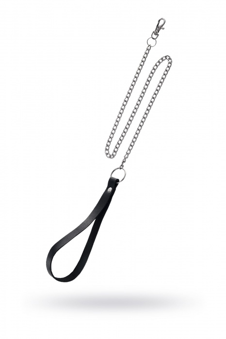 Поводок с ручкой из черной натуральной кожи и карабином для ошейника - Pecado - купить с доставкой в Волжском