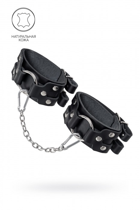 Черные кожаные оковы с двумя ремешками - Pecado - купить с доставкой в Волжском