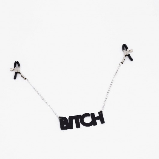 Зажимы на соски с кожаной подвеской Bitch - Crazy Handmade - купить с доставкой в Волжском