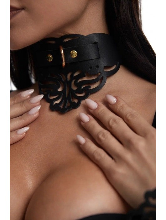 Фигурный чокер с узорами и золотистой фурнитурой - Crazy Handmade - купить с доставкой в Волжском