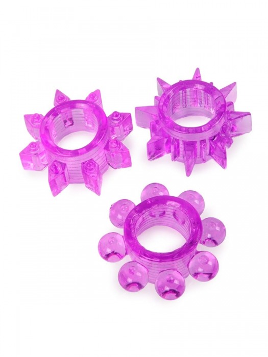 Набор из 3 лиловых эрекционных колец различной формы - Erowoman-Eroman - в Волжском купить с доставкой