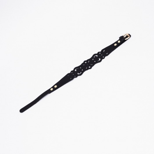 Черный ажурный чокер с золотистой фурнитурой - Crazy Handmade - купить с доставкой в Волжском