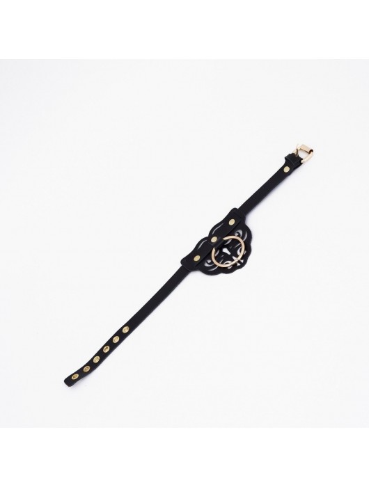 Черный чокер с клепками и золотистой фурнитурой - Crazy Handmade - купить с доставкой в Волжском