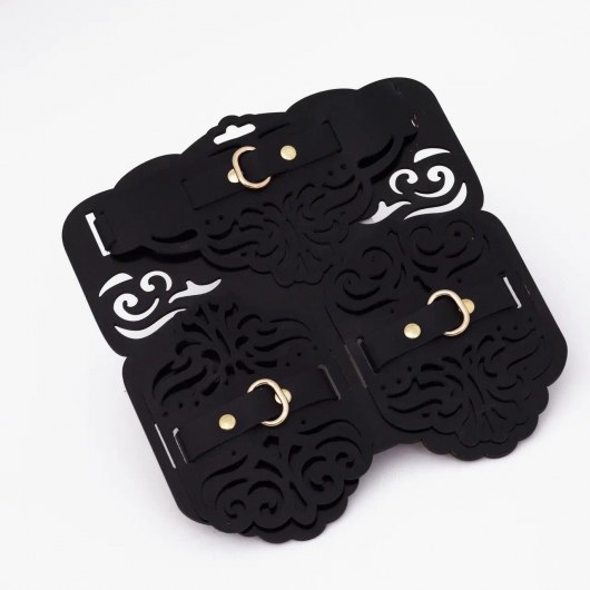 Фигурный набор для БДСМ-игр с узорами и золотистой фурнитурой - Crazy Handmade - купить с доставкой в Волжском