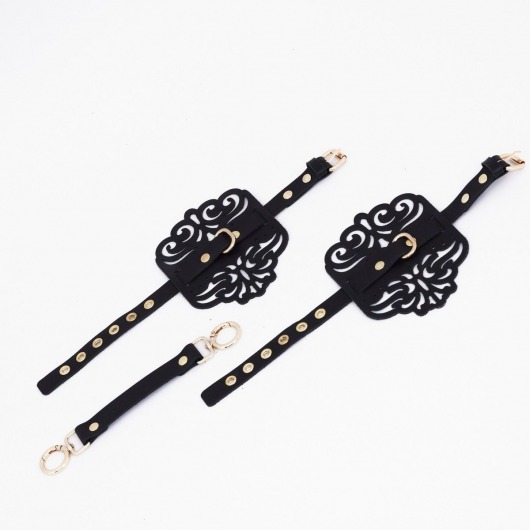 Черный фигурные оковы с золотистой фурнитурой - Crazy Handmade - купить с доставкой в Волжском