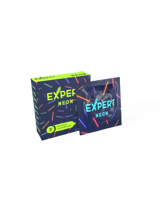 Светящиеся в темноте презервативы Expert Neon - 3 шт. - Expert - купить с доставкой в Волжском