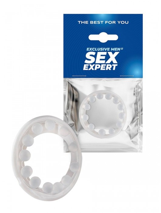 Эрекционное кольцо со стимулирующими шариками на поверхности - Sex Expert - в Волжском купить с доставкой