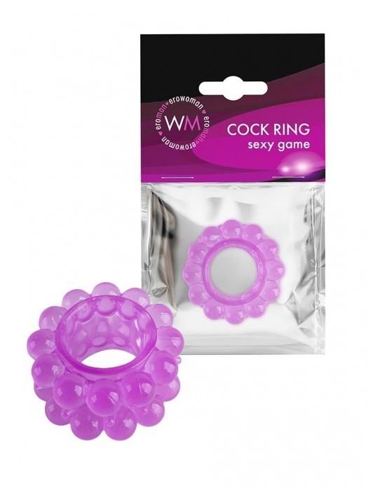 Лиловое эрекционное кольцо с 2 рядами стимулирующих шариков - Erowoman-Eroman - в Волжском купить с доставкой