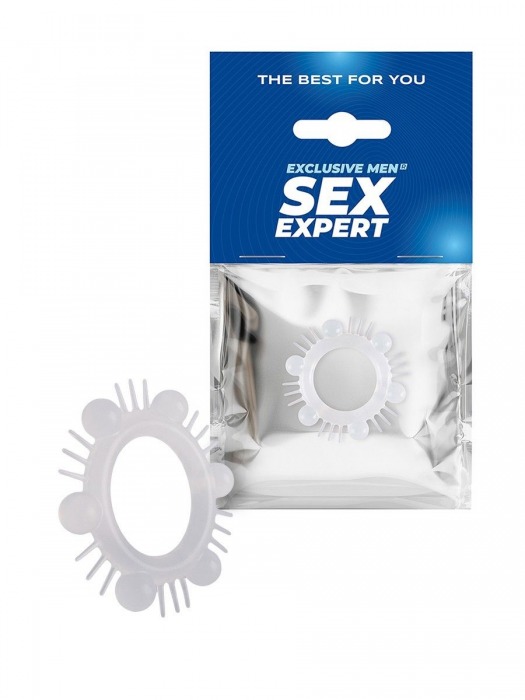 Эластичное эрекционное кольцо с шипиками и шариками - Sex Expert - в Волжском купить с доставкой