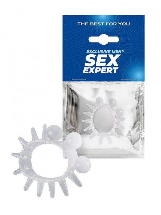 Эластичное эрекционное кольцо с шариками и лучами - Sex Expert - в Волжском купить с доставкой