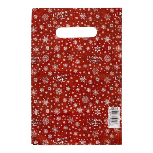 Красный подарочный новогодний пакет с вырубной ручкой (20х30 см) - Сима-Ленд - купить с доставкой в Волжском