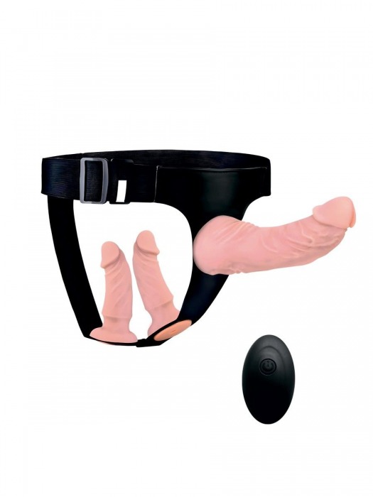Женский страпон с 3 насадками и вибрацией - Erowoman-Eroman - купить с доставкой в Волжском