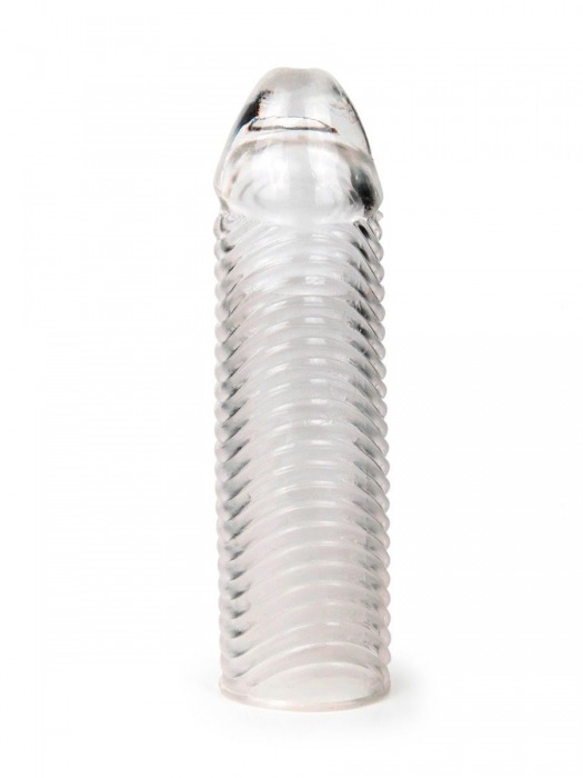 Прозрачная закрытая насадка на пенис с ребрышками - 16 см. - Sex Expert - в Волжском купить с доставкой