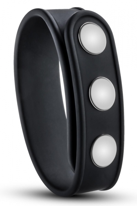Черное эрекционное кольцо на кнопках - Blush Novelties - в Волжском купить с доставкой