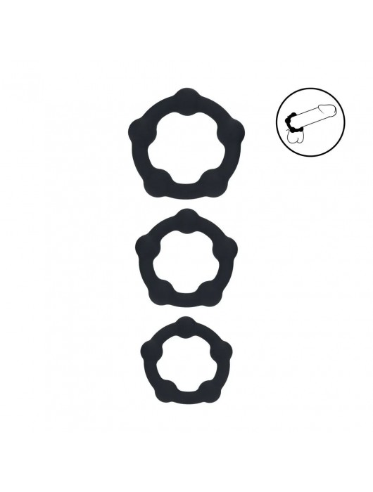 Набор из 3 эрекционных колец Beaded Silicone Cockring Set - Shots Media BV - в Волжском купить с доставкой