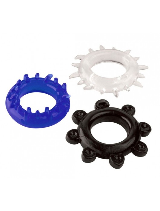 Набор из 3 эрекционных колец разного цвета и рельефа - Boys of Toys - в Волжском купить с доставкой