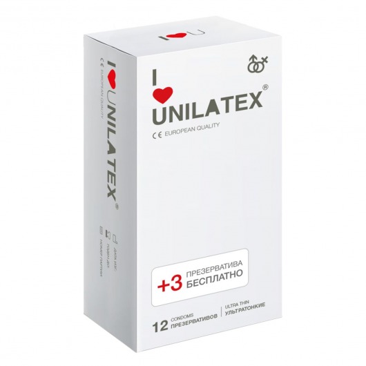 Ультратонкие презервативы Unilatex Ultra Thin - 12 шт. + 3 шт. в подарок - Unilatex - купить с доставкой в Волжском