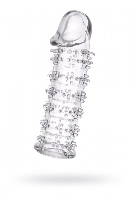 Гелевая прозрачная насадка с шипами - 12 см. - Toyfa Basic - в Волжском купить с доставкой