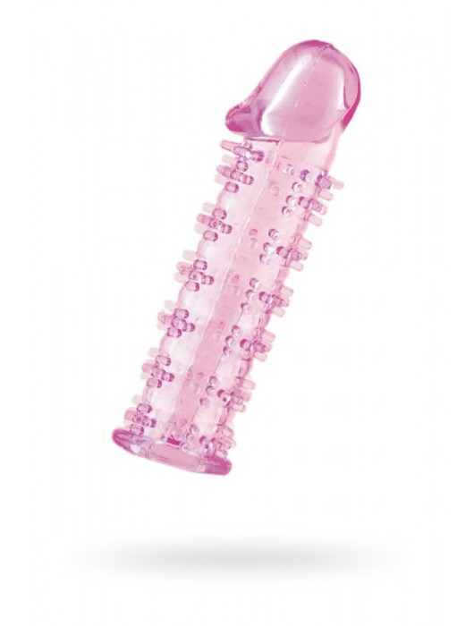 Гелевая розовая насадка на фаллос с шипами - 12 см. - Toyfa Basic - в Волжском купить с доставкой