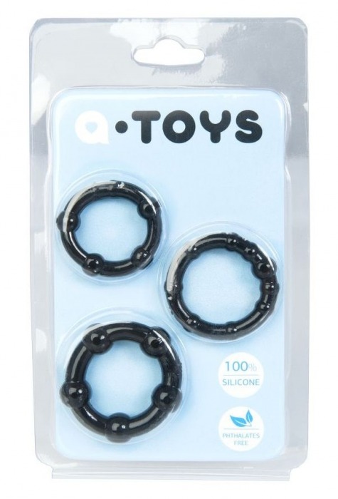 Набор из 3 чёрных эрекционных колец A-toys - A-toys - в Волжском купить с доставкой