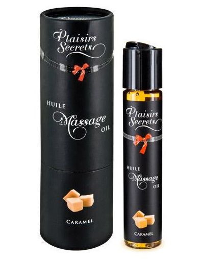 Массажное масло с ароматом карамели Huile de Massage Gourmande Caramel - 59 мл. - Plaisir Secret - купить с доставкой в Волжском