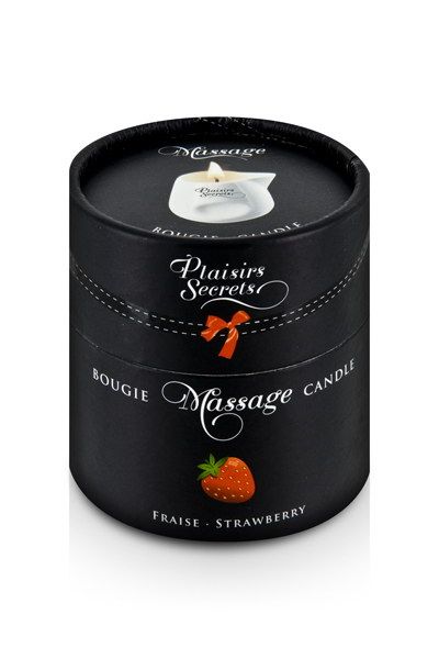 Массажная свеча с ароматом клубники Bougie de Massage Gourmande Fraise - 80 мл. - Plaisir Secret - купить с доставкой в Волжском