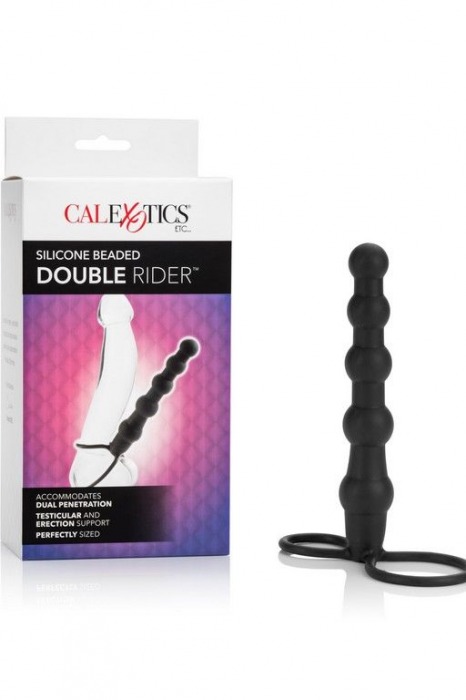 Насадка на пенис для двойного проникновения Silicone Beaded Double Rider - 14 см. - California Exotic Novelties - в Волжском купить с доставкой