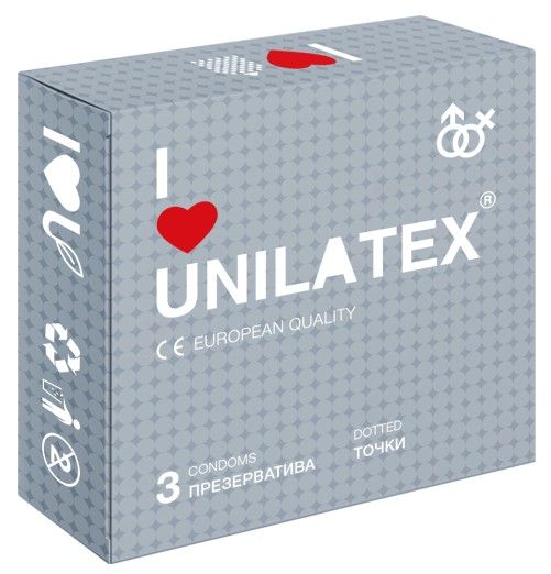 Презервативы с точками Unilatex Dotted - 3 шт. - Unilatex - купить с доставкой в Волжском