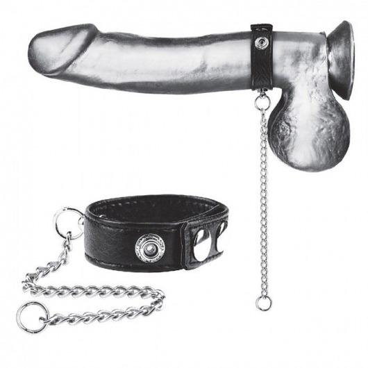 Утяжка на пенис с поводком Snap Cock Ring With 12  Leash - BlueLine - купить с доставкой в Волжском