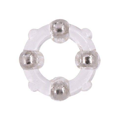 Эрекционное кольцо с 4 бусинами MENZSTUFF STUD RING CLEAR - Dream Toys - в Волжском купить с доставкой