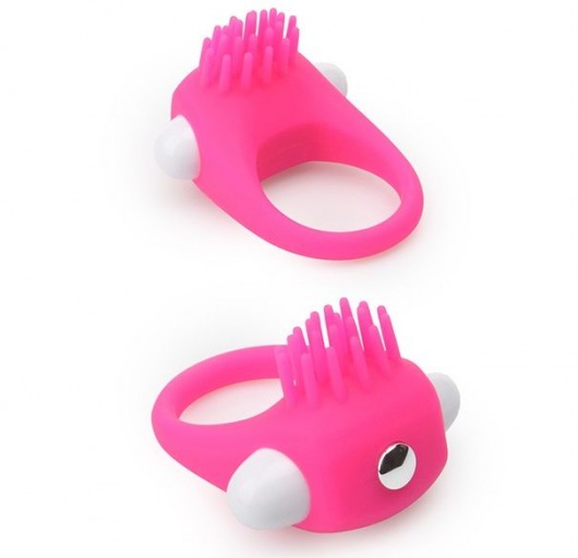 Розовое эрекционное кольцо с щеточкой LIT-UP SILICONE STIMU RING 5 - Dream Toys - в Волжском купить с доставкой