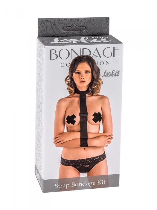 Ошейник с длинной лентой и наручниками Strap Bondage Kit Plus Size - Lola Games - купить с доставкой в Волжском