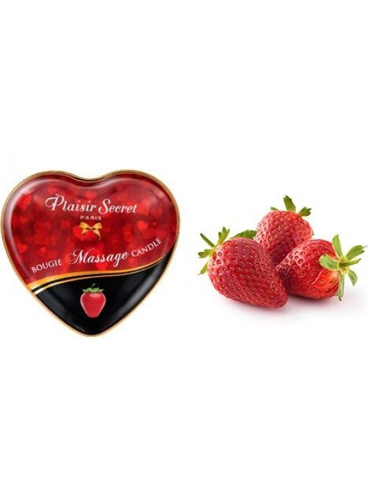 Массажная свеча с ароматом клубники Bougie Massage Candle - 35 мл. - Plaisir Secret - купить с доставкой в Волжском