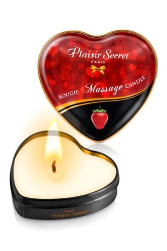 Массажная свеча с ароматом клубники Bougie Massage Candle - 35 мл. - Plaisir Secret - купить с доставкой в Волжском