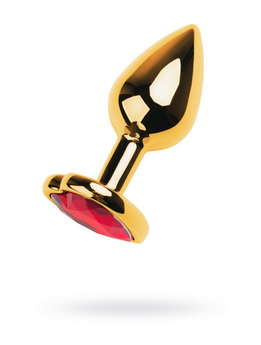 Золотистая анальная пробка с кристаллом-сердцем - 7,5 см. - ToyFa - купить с доставкой в Волжском