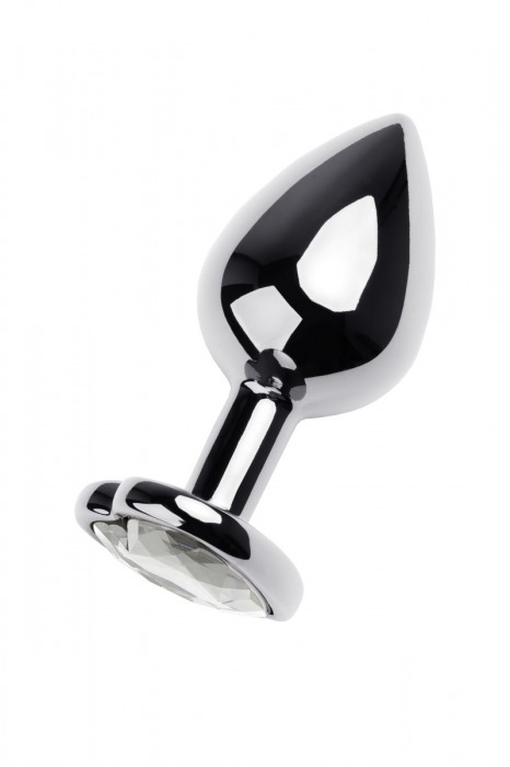 Серебристая анальная пробка с прозрачным кристаллом-сердцем - 8 см. - ToyFa - купить с доставкой в Волжском