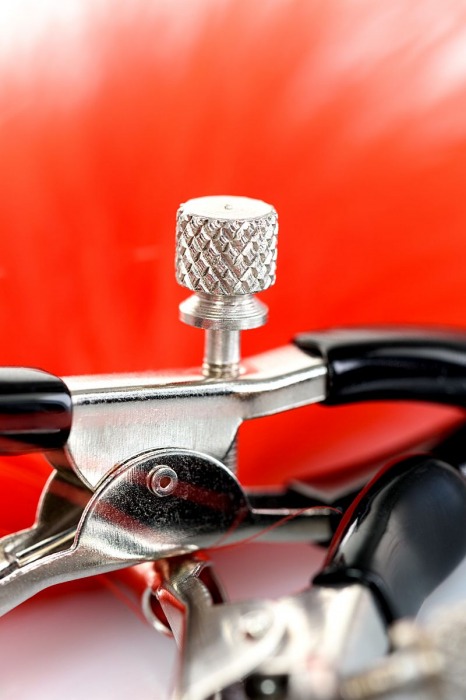 Зажимы для сосков с красным пухом Theatre - ToyFa - купить с доставкой в Волжском