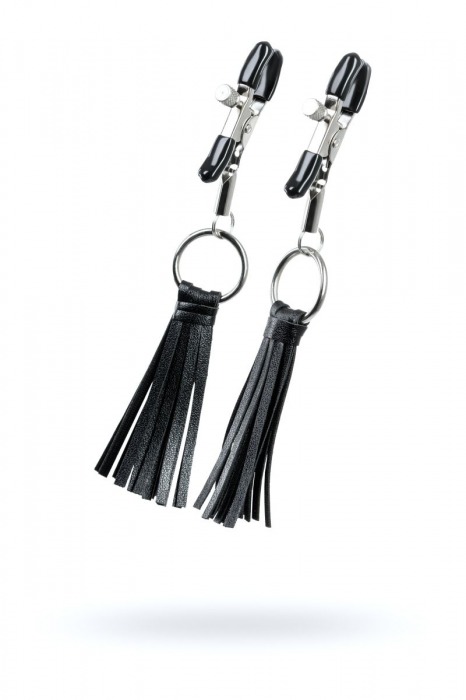 Черно-серебристые зажимы для сосков Theatre с кисточками - ToyFa - купить с доставкой в Волжском