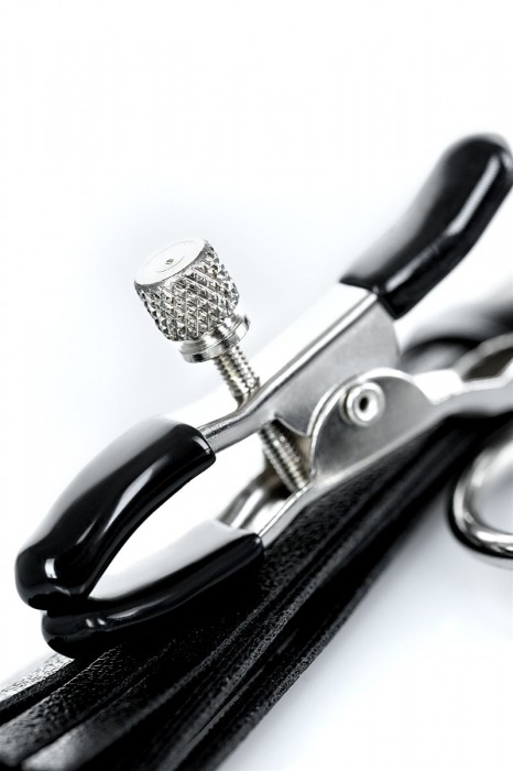 Черно-серебристые зажимы для сосков Theatre с кисточками - ToyFa - купить с доставкой в Волжском