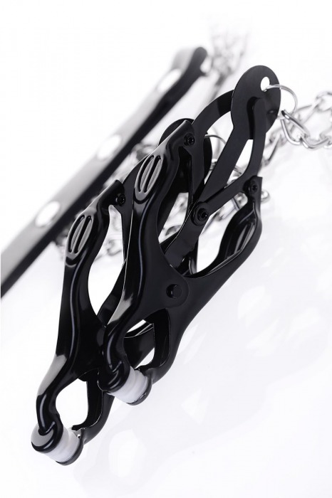 Черно-серебристые зажимы для сосков с кольцом для пениса TOYFA Metal - ToyFa - купить с доставкой в Волжском